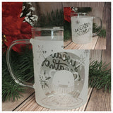 (Choose Design) 15 oz Winter Borosilicate lightweight Etched Glass Mugs