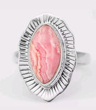 Rhodochrosite Sterling Silver Ring Size 7.5