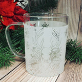 (Choose Design) 15 oz Winter Borosilicate lightweight Etched Glass Mugs