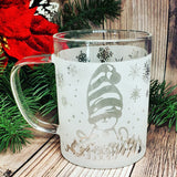 (Choose Design) 15 oz Winter Borosilicate lightweight Etched Glass Mugs